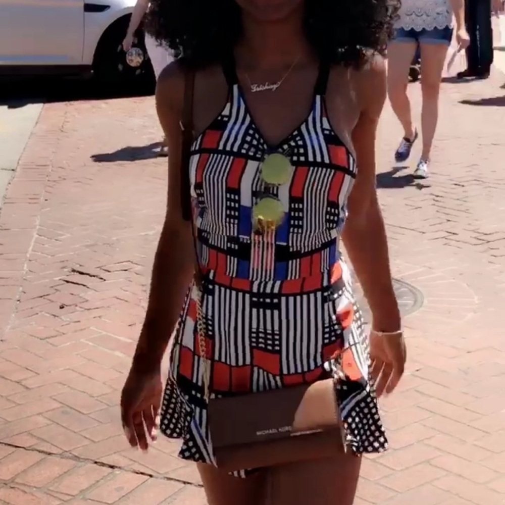 Geometric Patterned Halter Romper - Picture 2 of 3